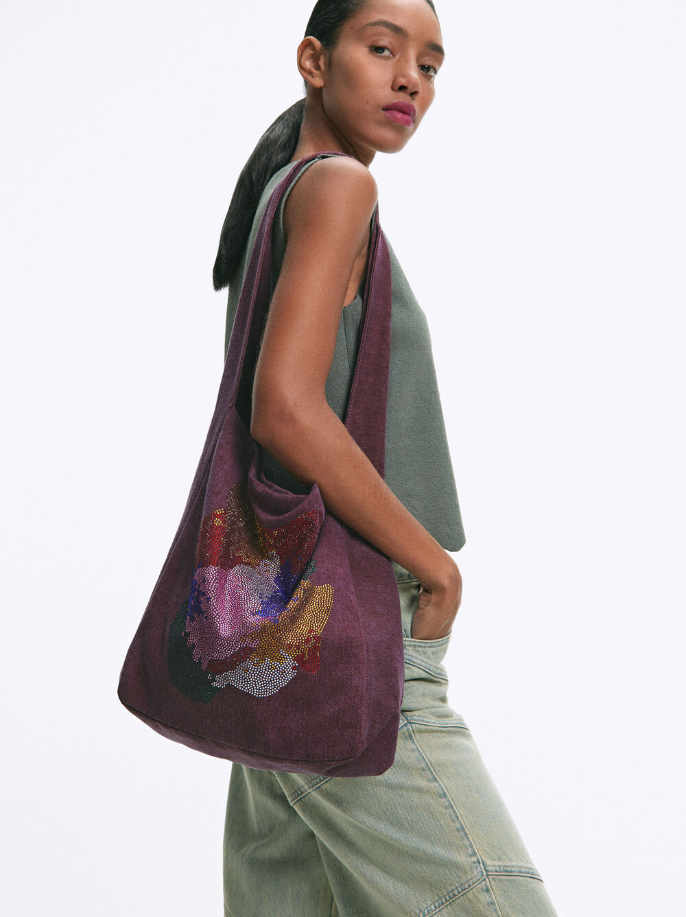 Shoulder Bag With Rhinestones