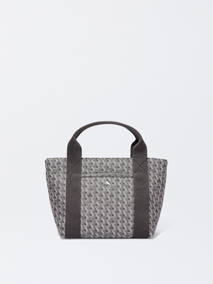 Printed Tote Bag, Grey, hi-res