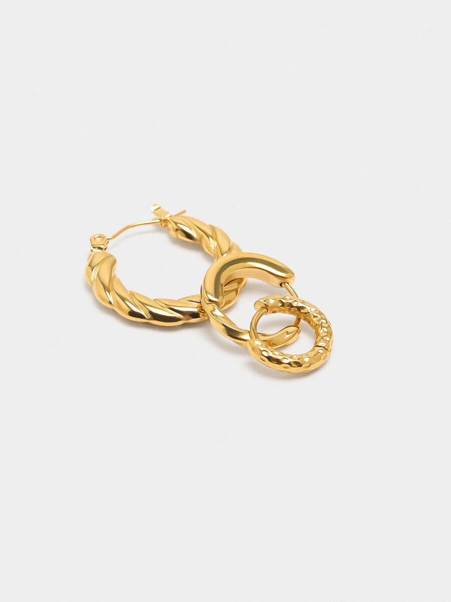 Set of golden hoop earrings - stainless steel