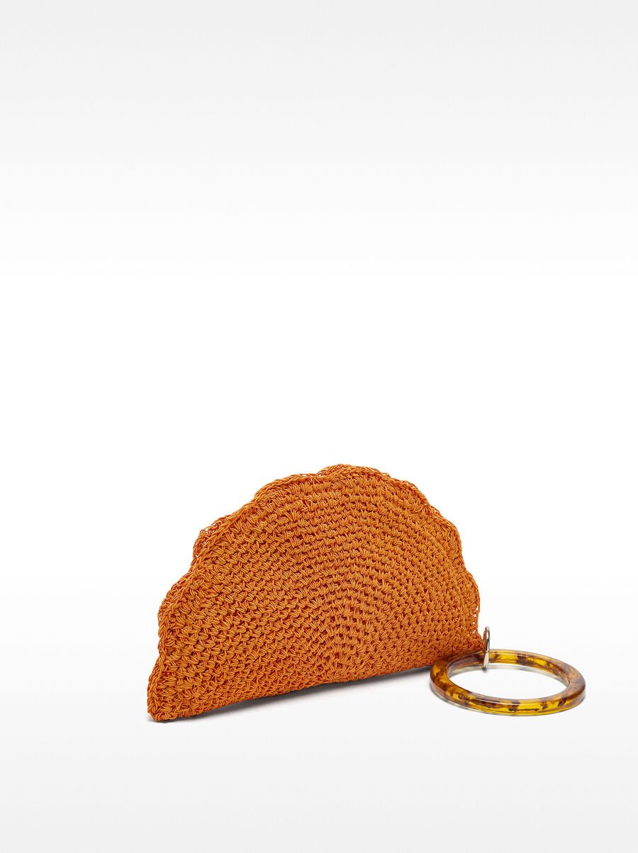 Oval straw-effect handbag