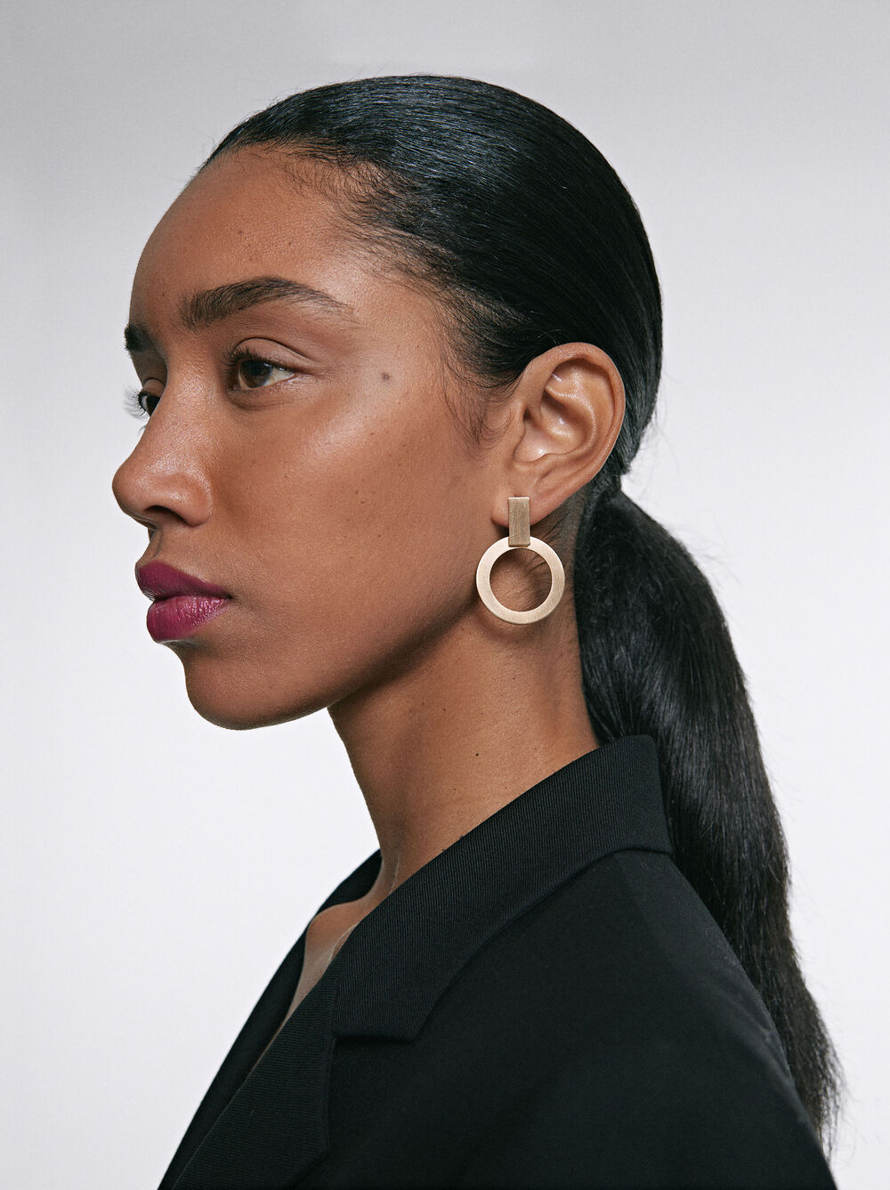 Golden Earrings With Matte Effect