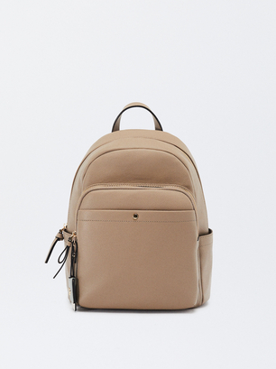Backpack With Pendant, Brown, hi-res