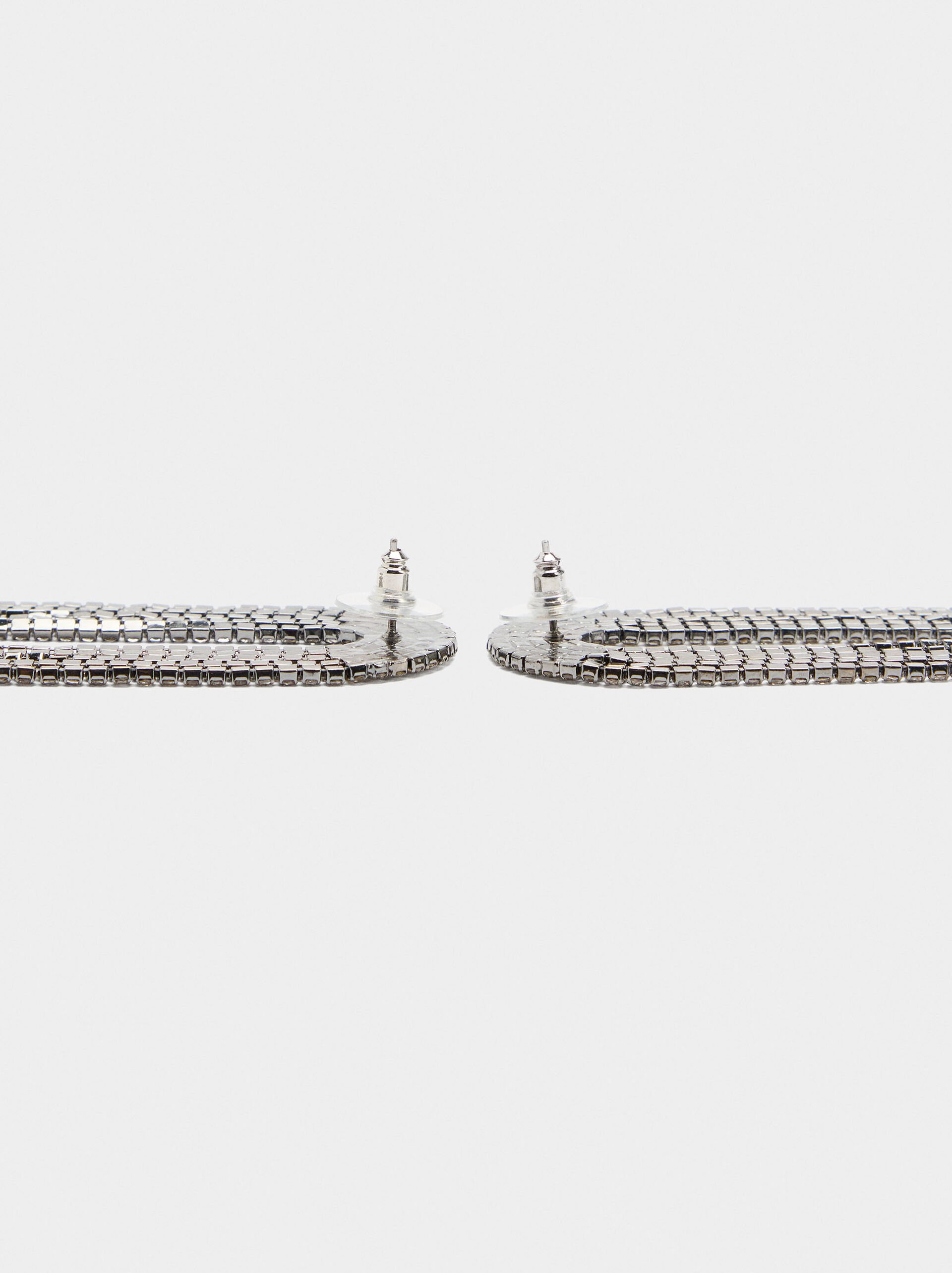 Oval chain earrings with crystals image number 3.0