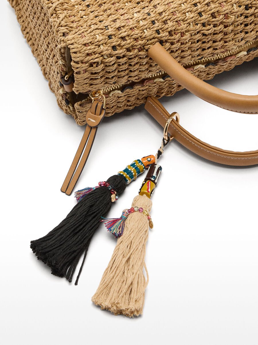 Tote bag with straw effect L