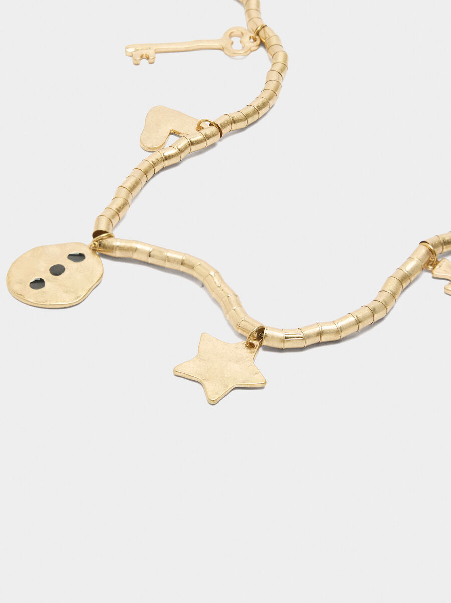 Gold necklace with pendants