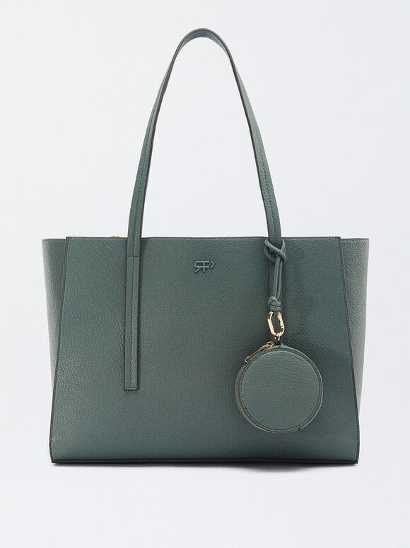 Shopper Bag With Pendant, Blue, hi-res