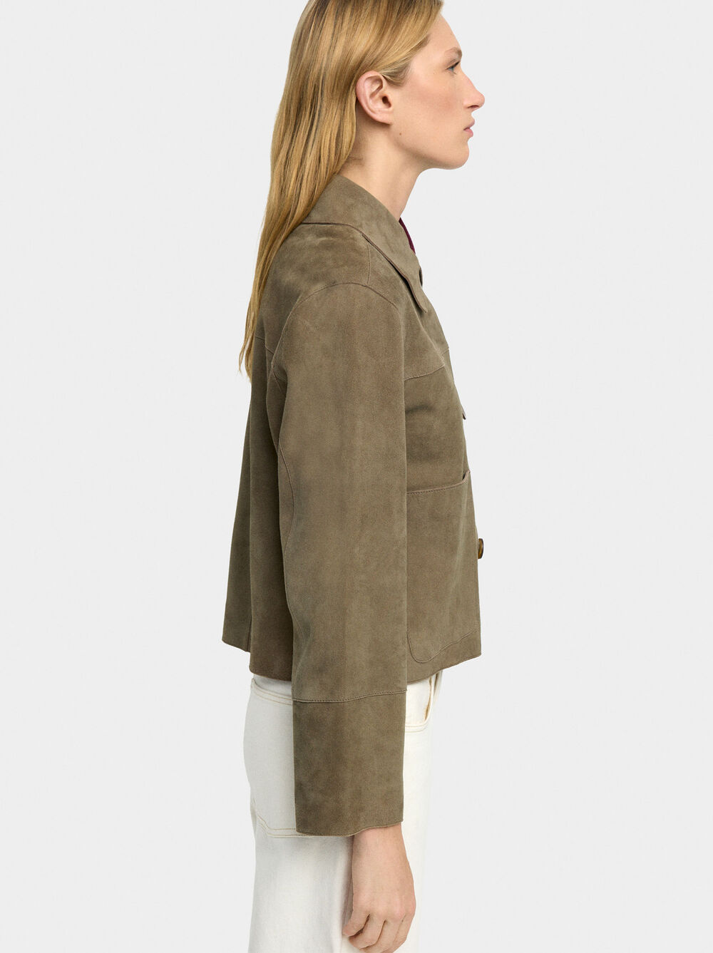 Leather jacket with buttons