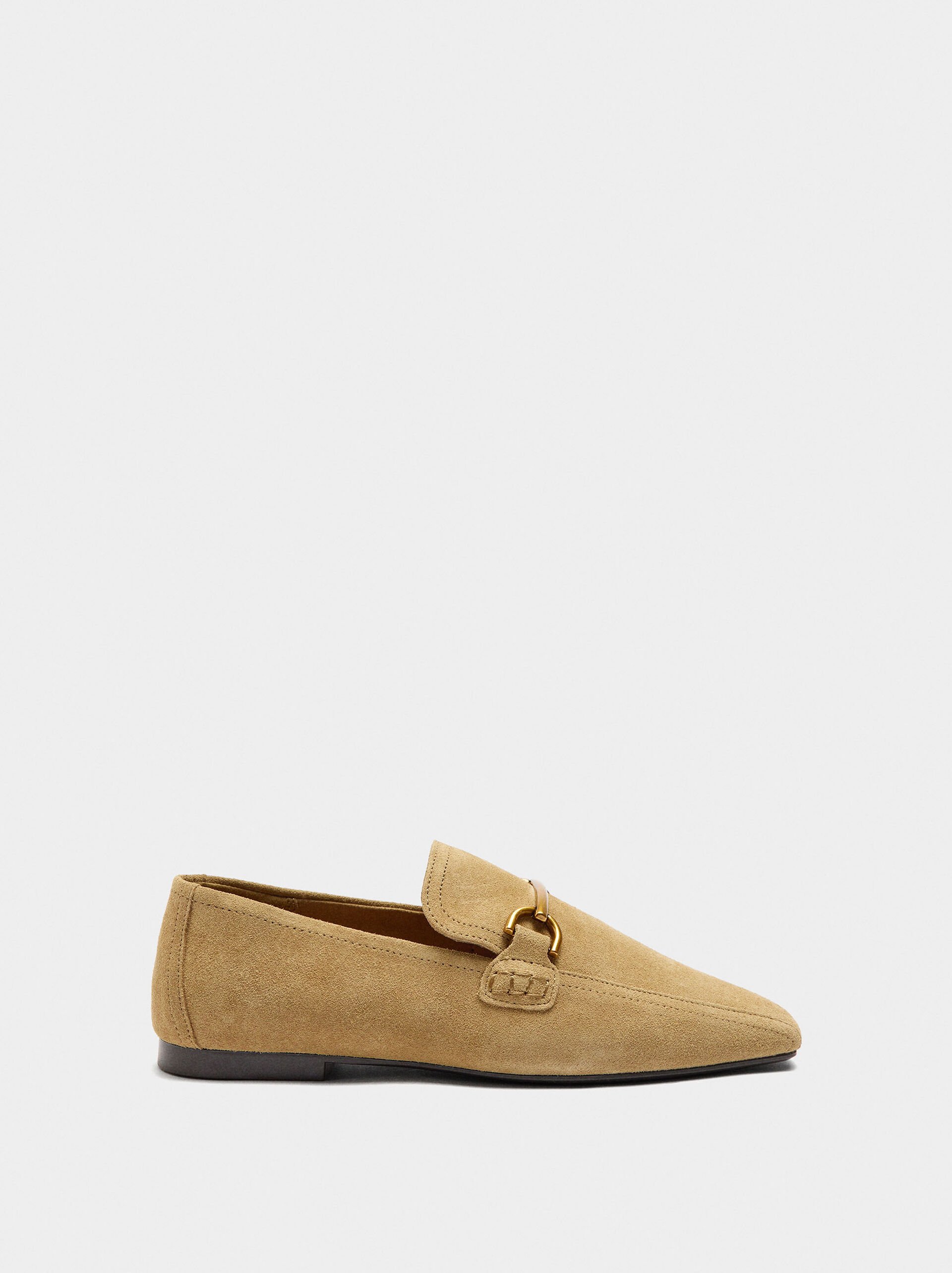Leather moccasins with metallic detail image number 1.0