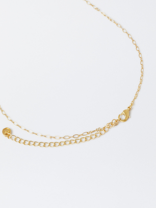 Gold-Plated Letter Necklace 18k, Golden, hi-res