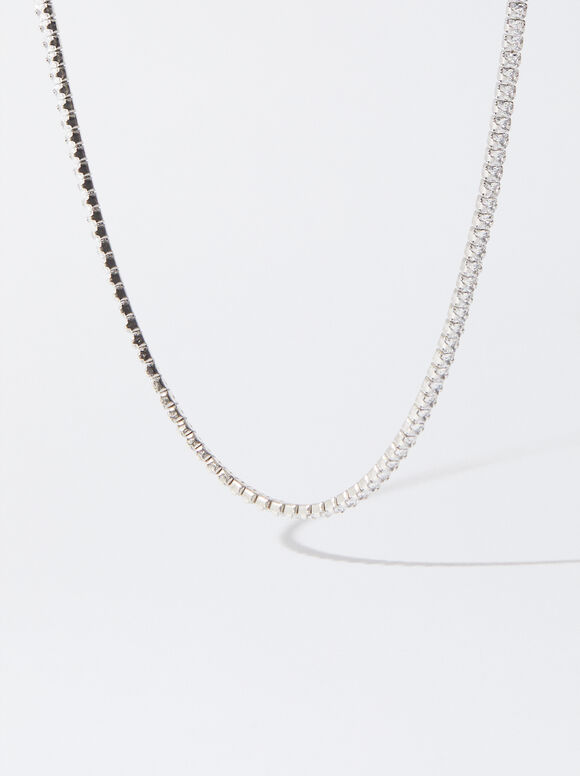 925 Silver Personalised Necklace With Zirconias, Silver, hi-res
