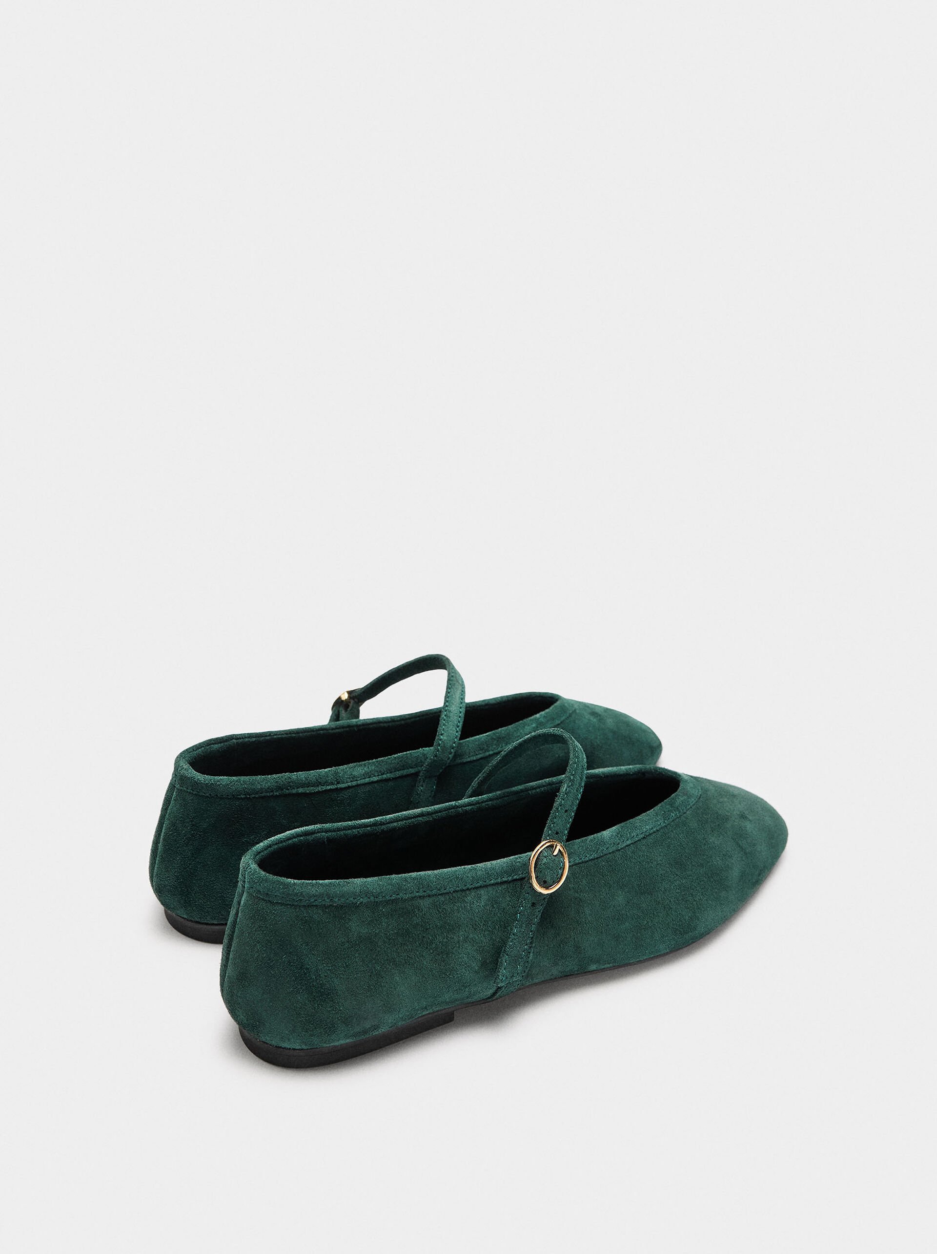 Leather ballet flats with strap and buckle image number 3.0