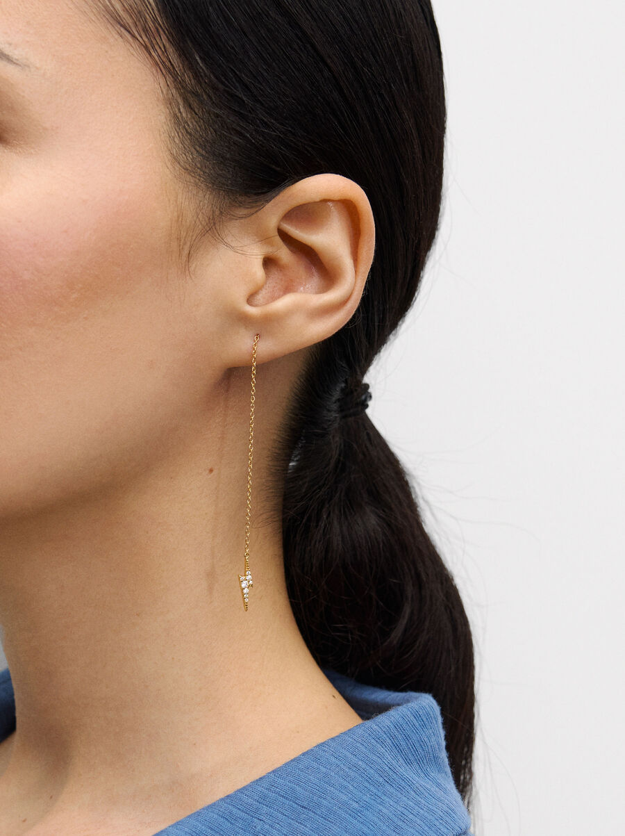 Pendientes largos rayo - plata de ley 925