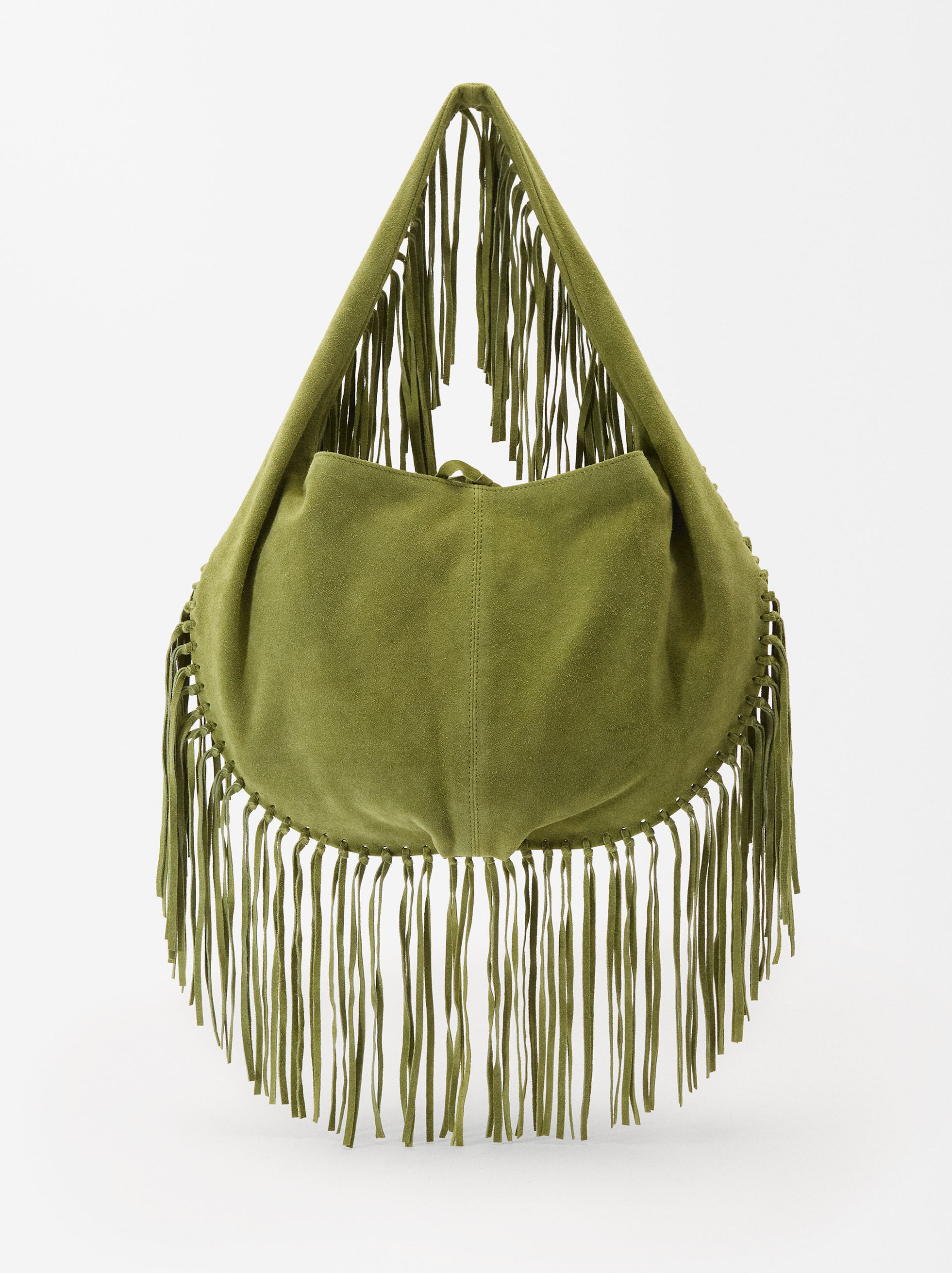 Leather Crossbody Bag With Fringes L