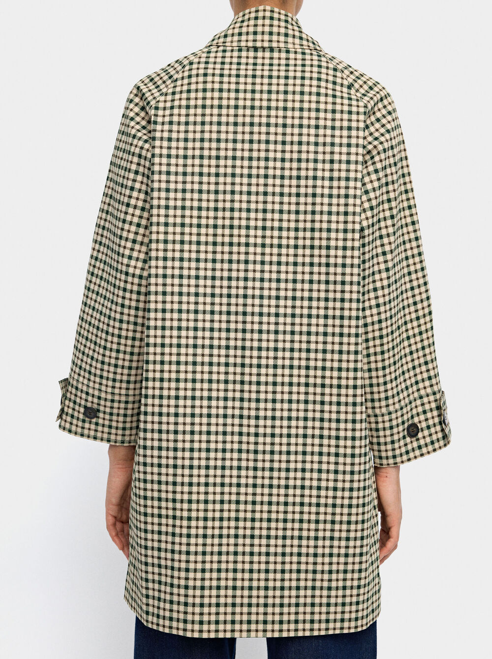 Parka with printed check pattern