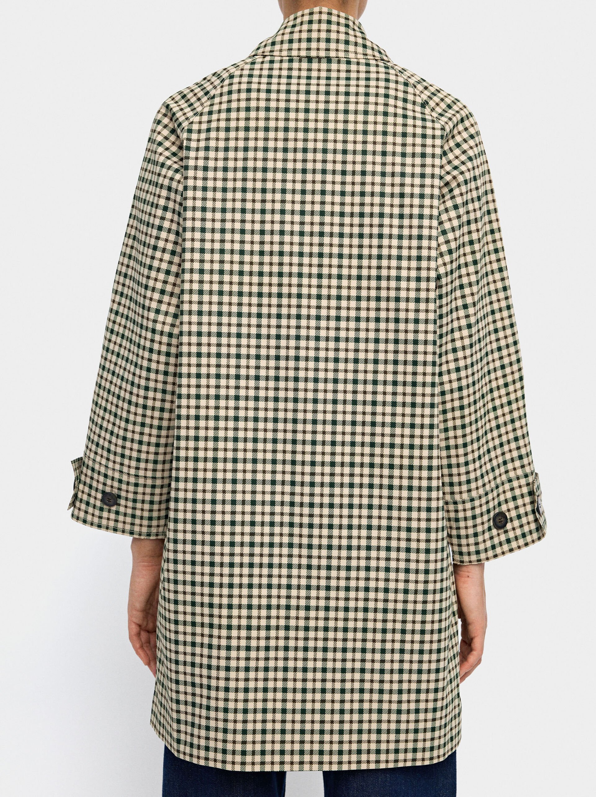 Parka with printed check pattern image number 3.0