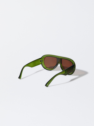 Ovale Sonnenbrille, Grün, hi-res