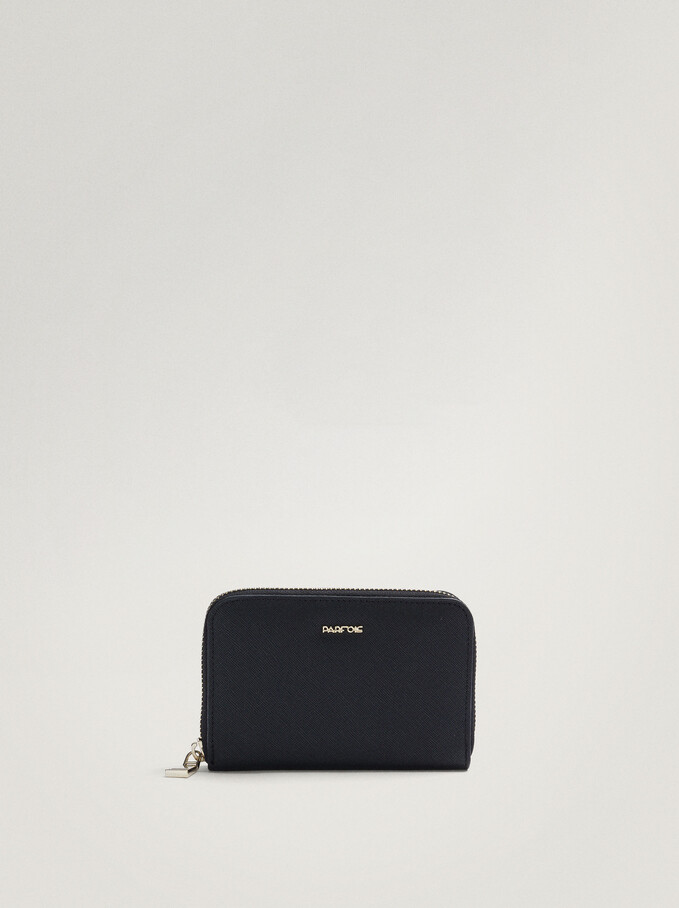 Cartera Lisa Pequeña, Negro, hi-res