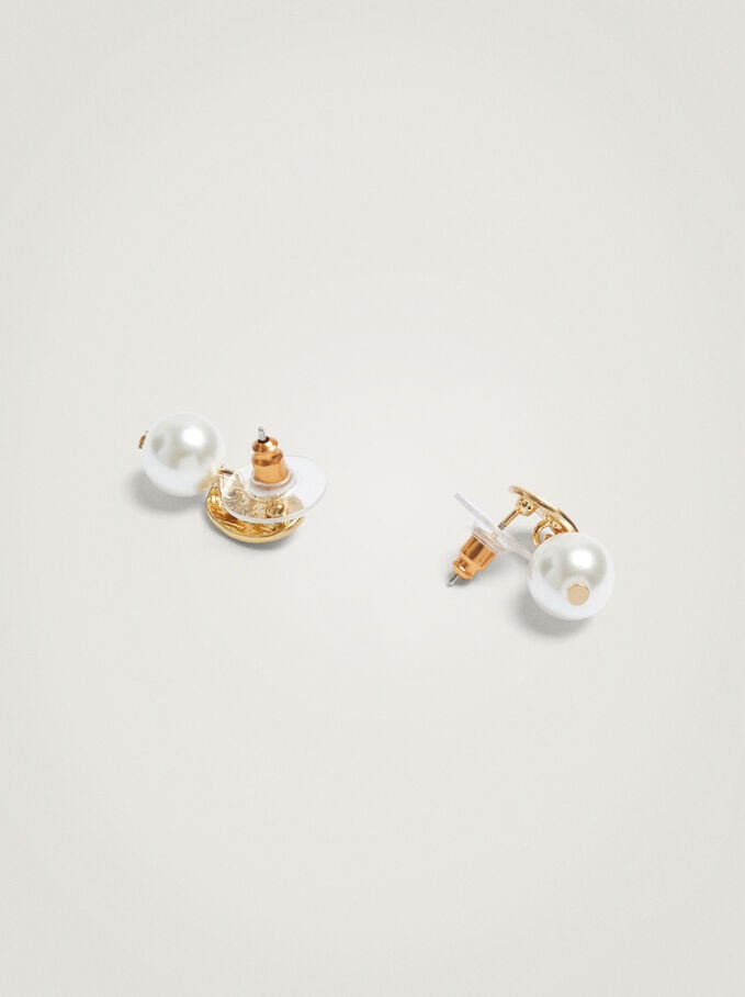 Small Earrings With Pearl, White, hi-res