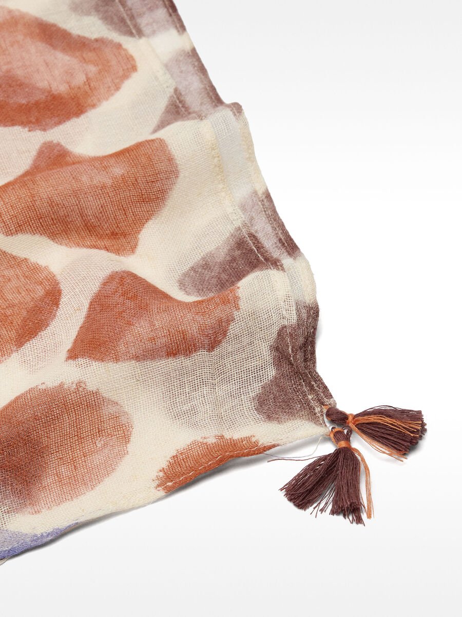 Printed scarf with linen blend