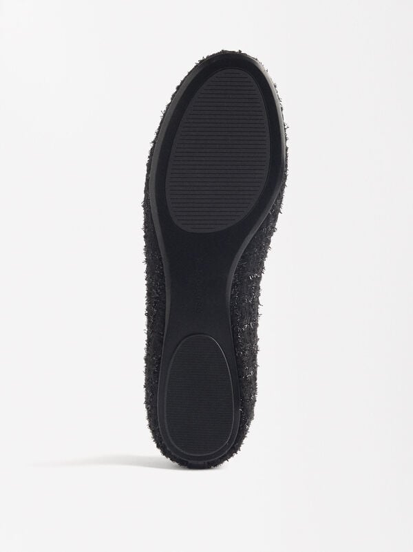 Tweed effect ballet flats