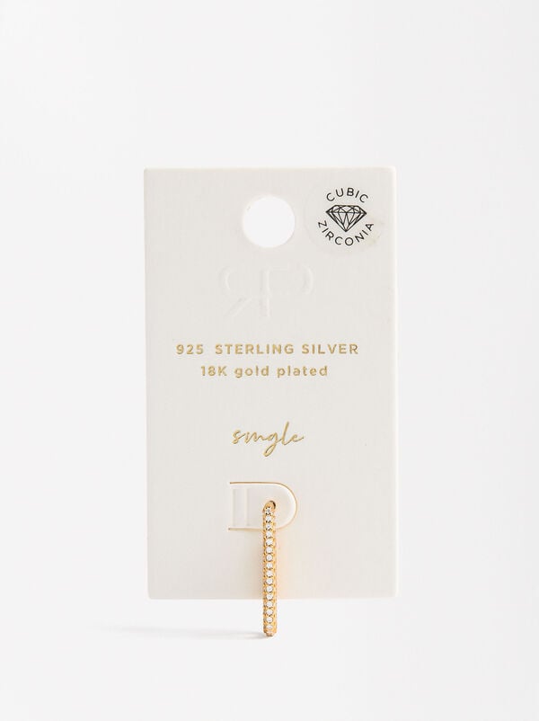 Single earring with zircons - 925 sterling silver