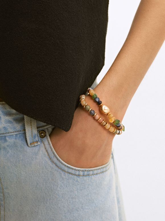 Elastic Bracelet With Stones, Multicolor, hi-res