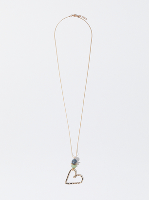 Necklace With Heart, Green, hi-res
