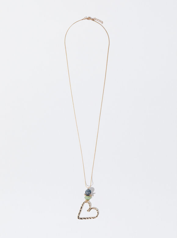 Necklace With Heart, Green, hi-res