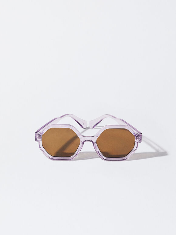 Sechseckige Sonnenbrille, Lila, hi-res