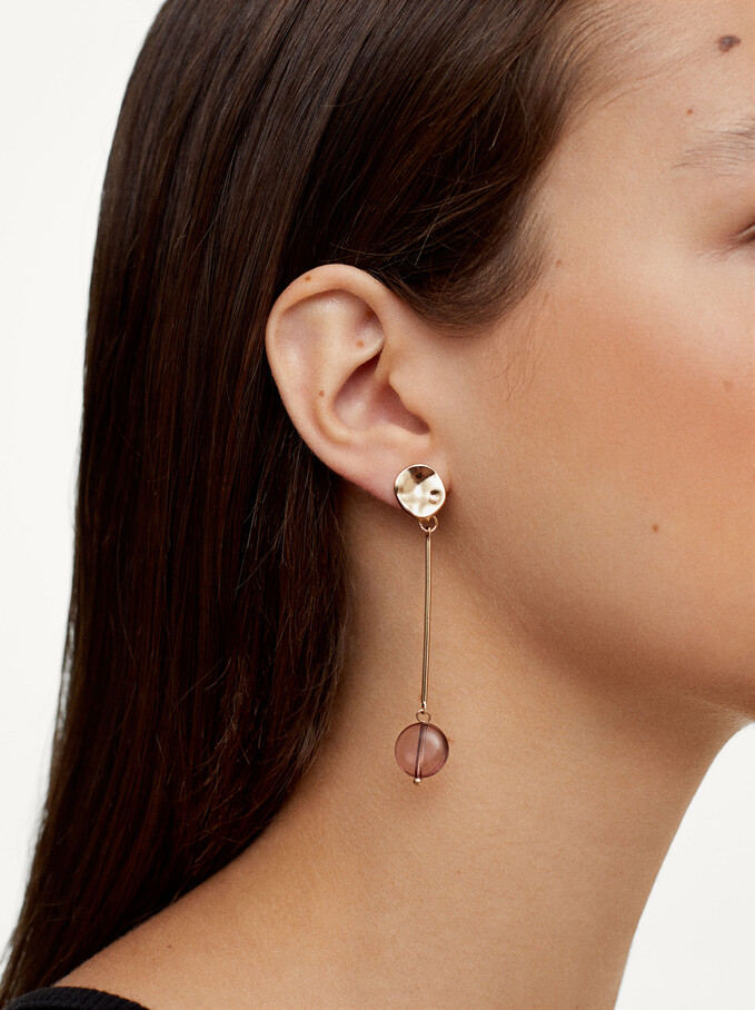 Earrings With Stone, Bordeaux, hi-res