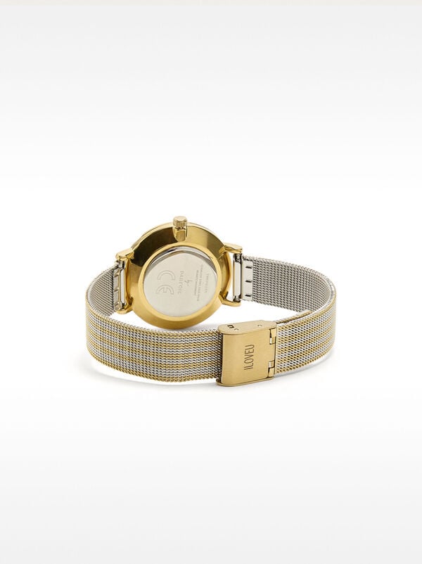 Watch with bicolor stainless steel wristband
