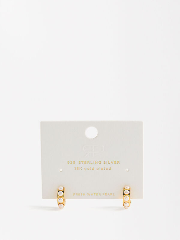 Short earrings with pearls - 925 sterling silver