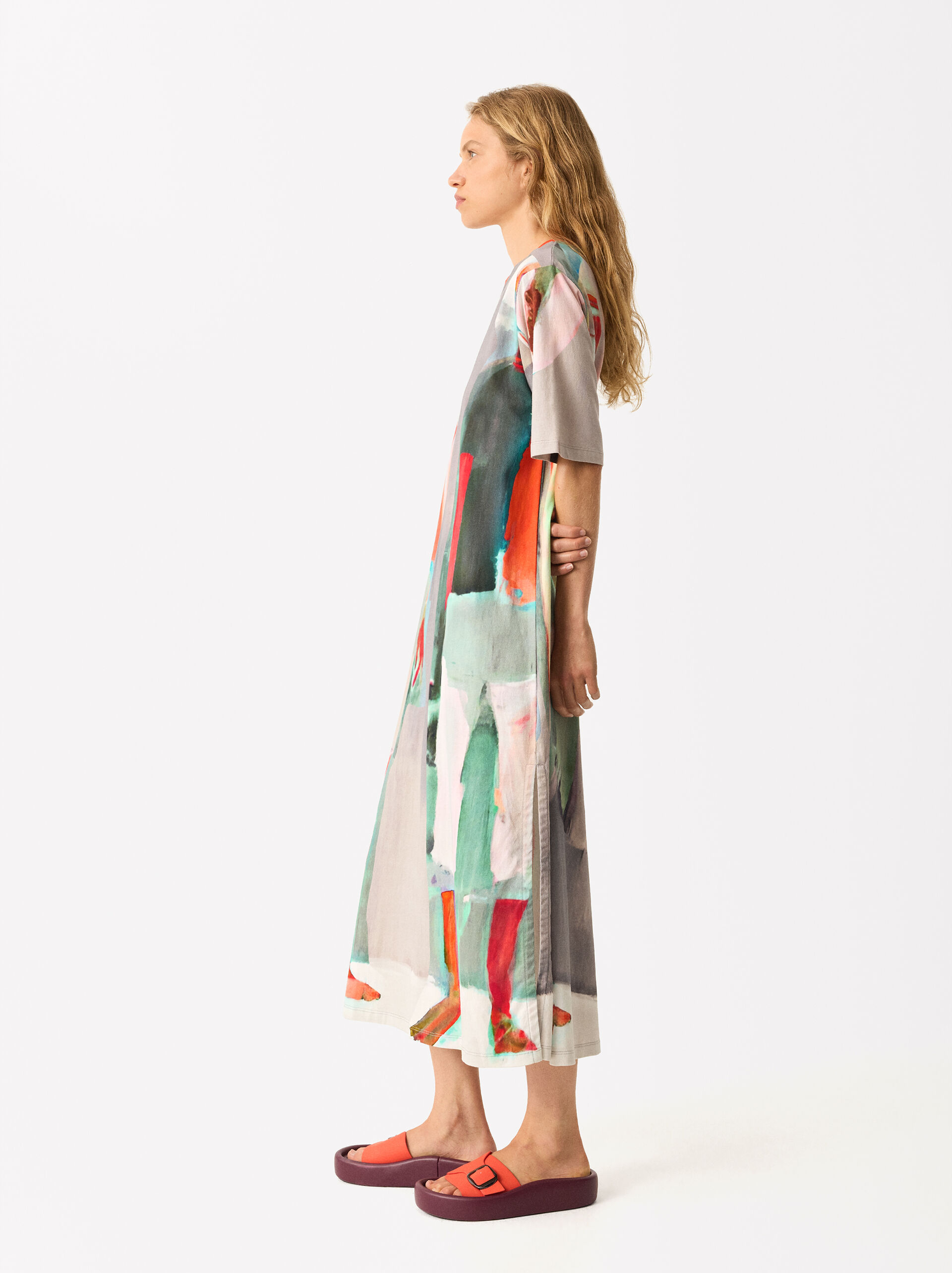 Online Exclusive - Kleid Aus Bedruckter Baumwolle image number 2.0