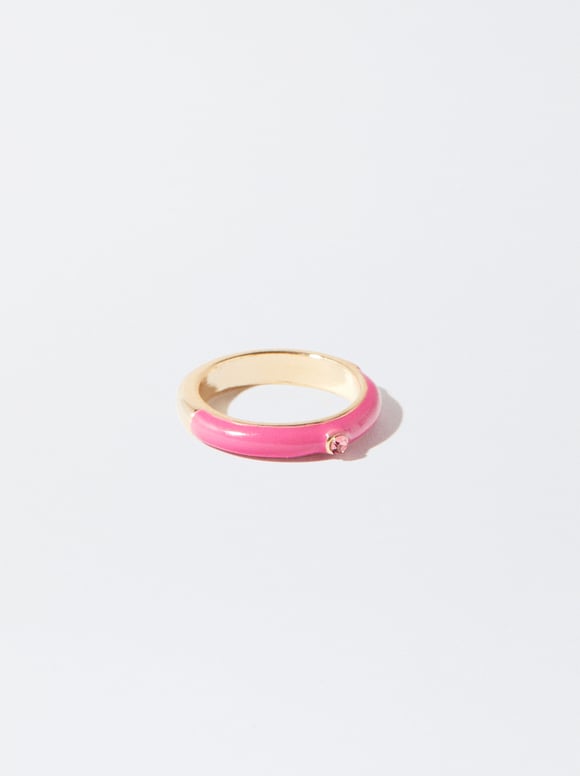 Enamel Ring, Pink, hi-res