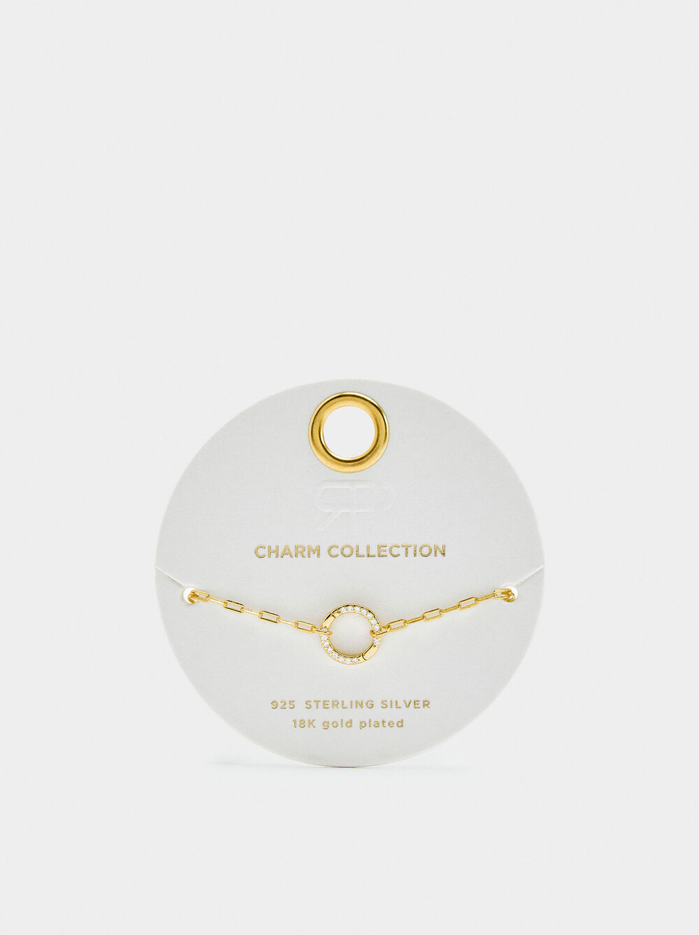 Pendant link bracelet with zirconias - 925 sterling silver