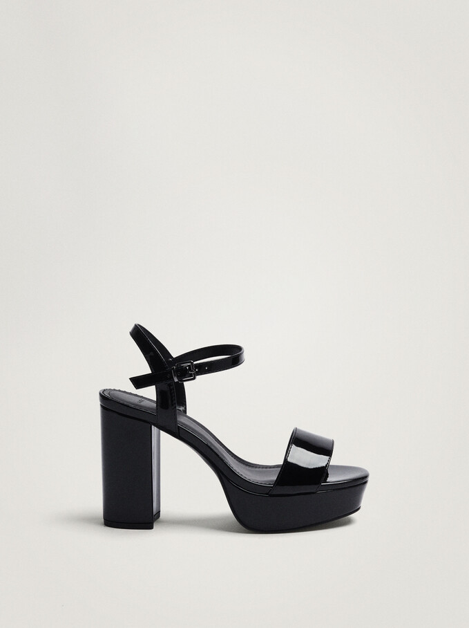 Platform Heel Sandal - Black - Woman -