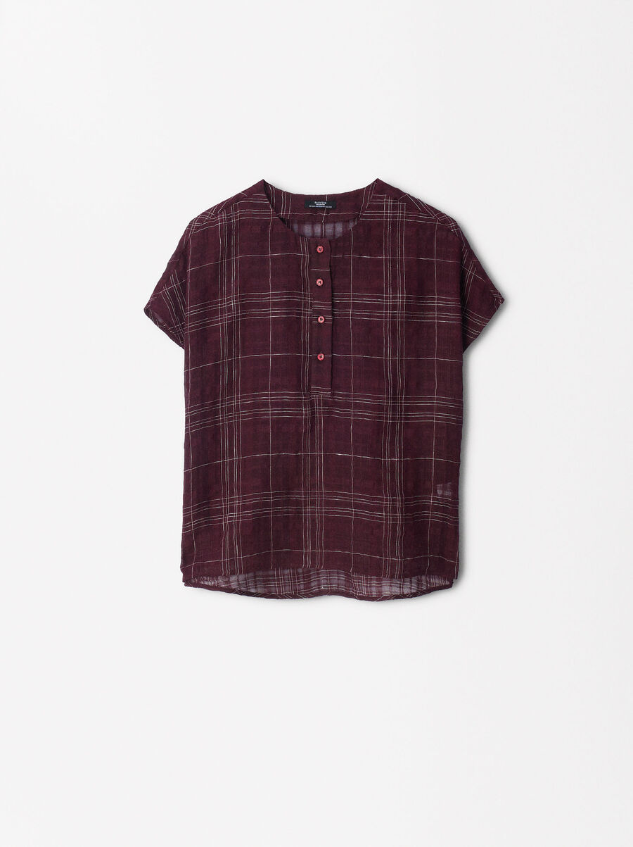 Checked shirt with linen