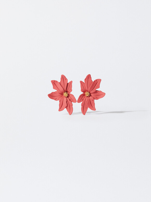 Flower Earrings, Coral, hi-res