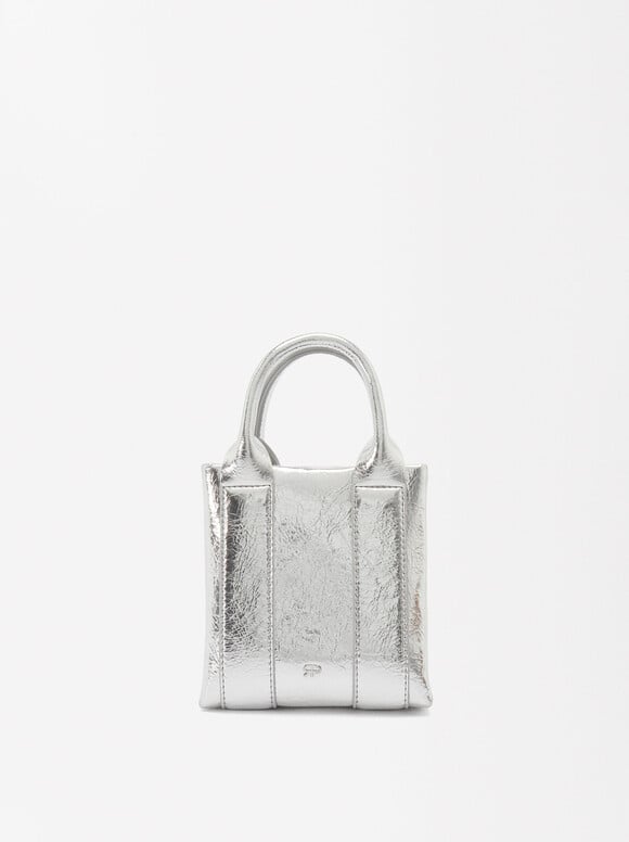 Metallic Tote Bag, Silver, hi-res