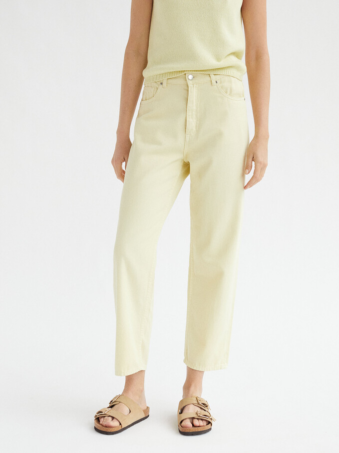 Limited Edition Straight High-Rise Trousers, Yellow, hi-res