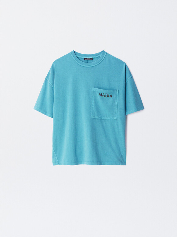 Camiseta De Algodón Personalizable, Azul, hi-res