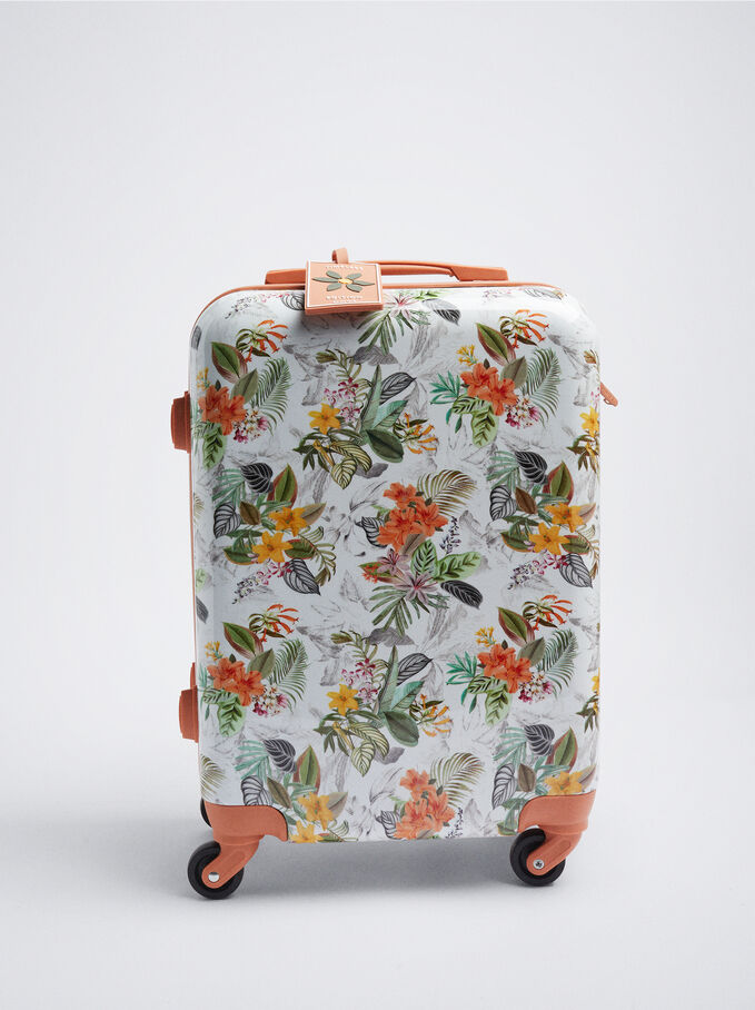 Floral Print Trolley, Orange, hi-res
