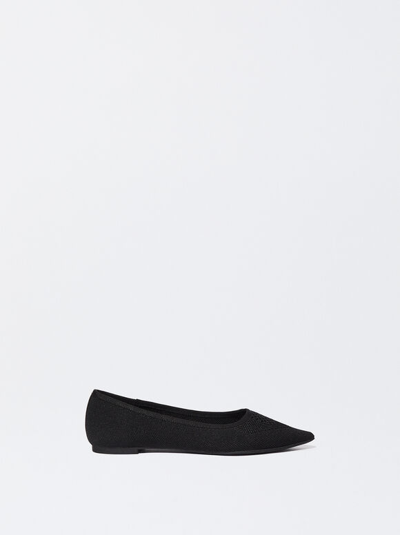 Pointy Ballerinas With Mesh, Black, hi-res