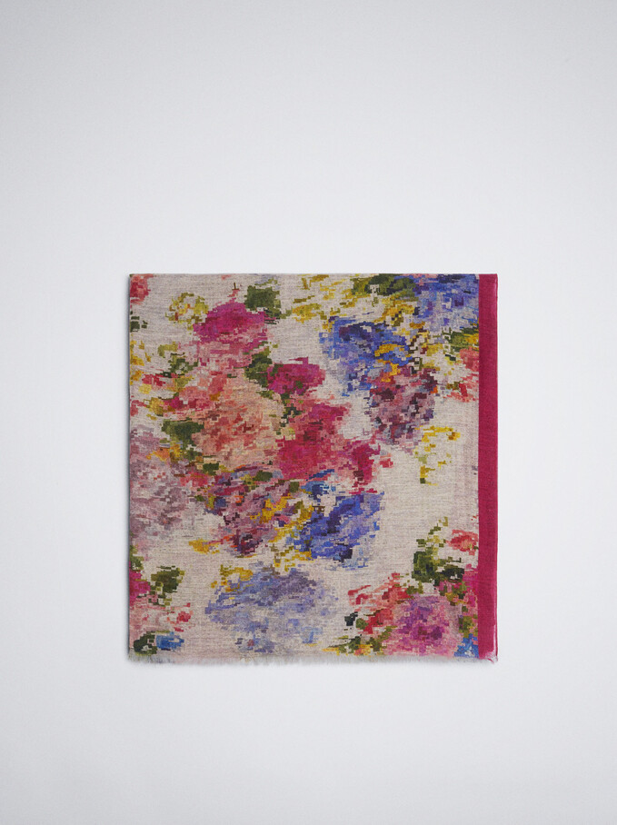 Pañuelo Estampado Algodón, Gris, hi-res