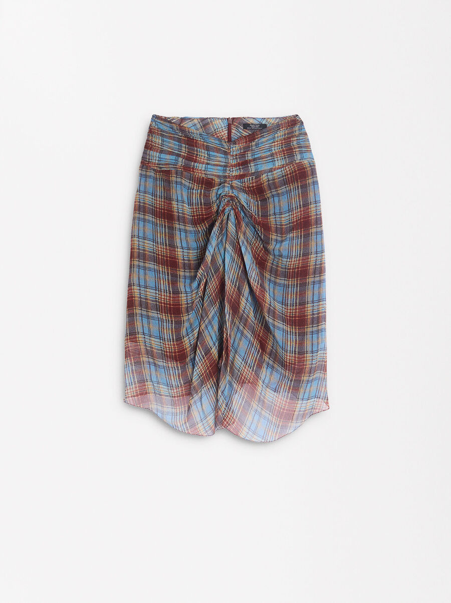 Printed skirt with ruched