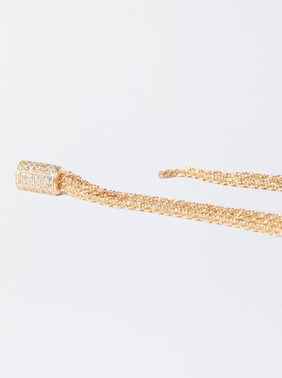 Golden Earrings With Crystals, Golden, hi-res