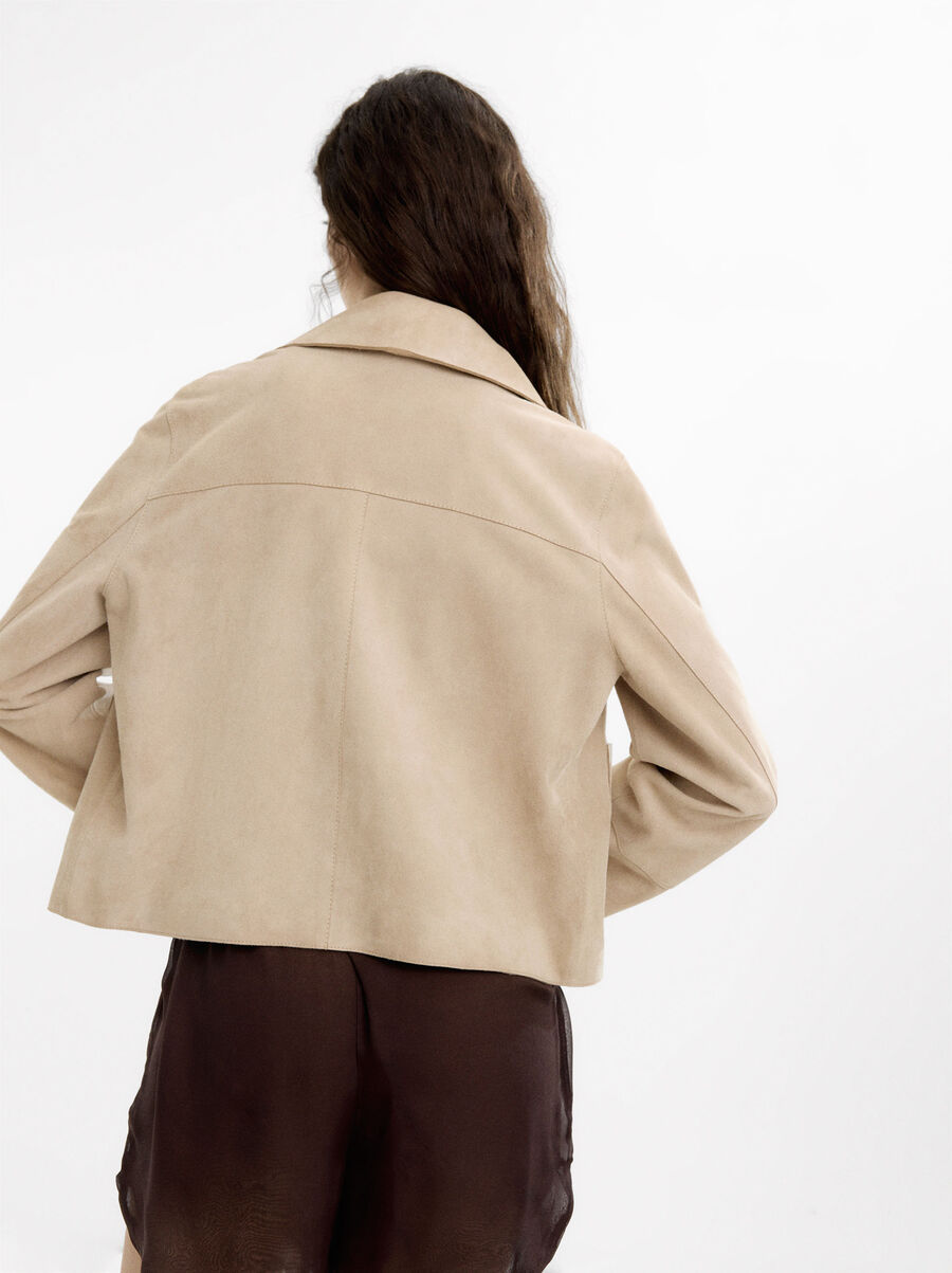 Leather jacket with buttons