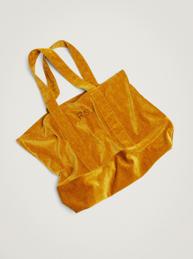 Velvet Customizable Shopper Bag, Mustard, hi-res