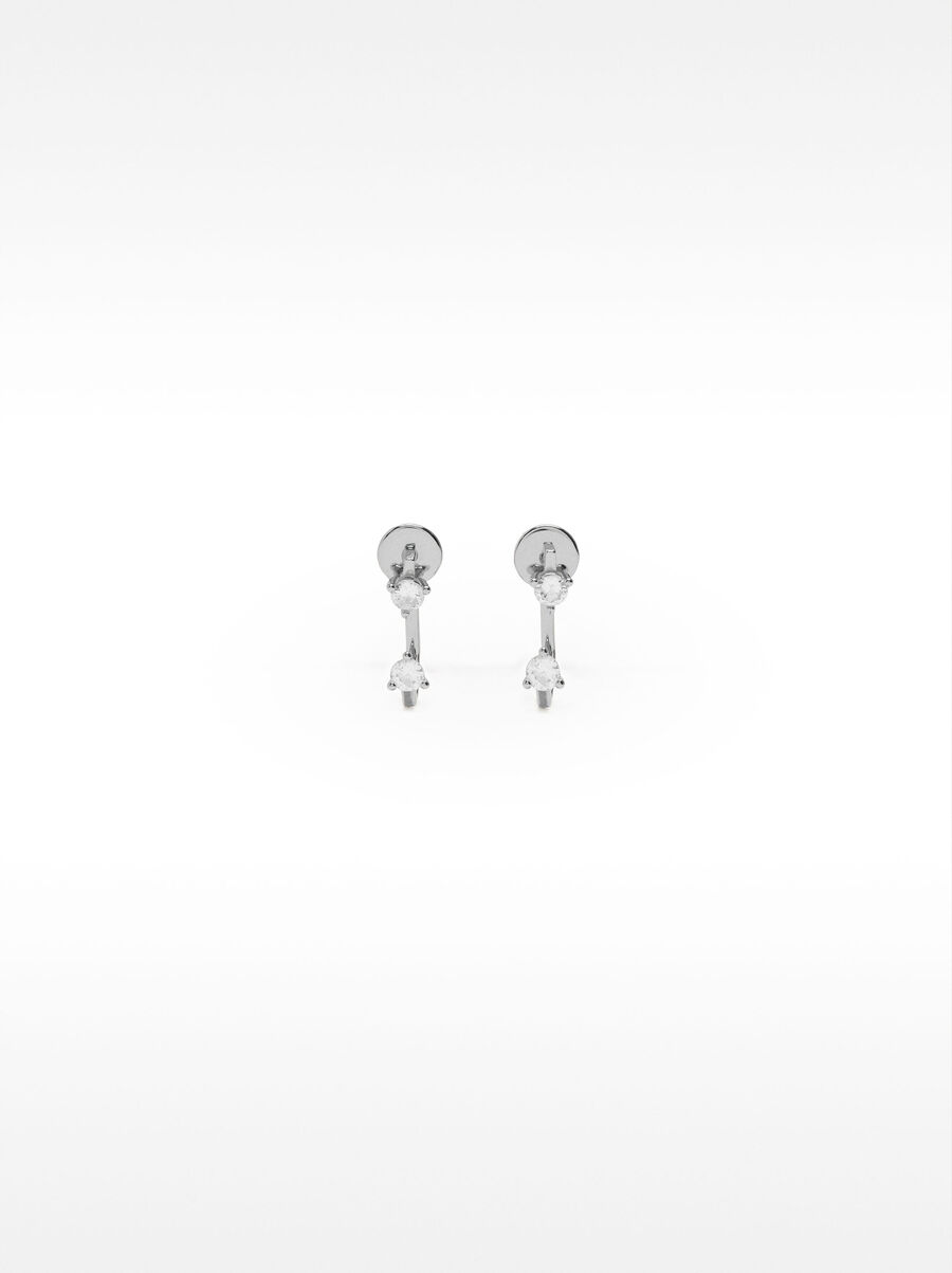 Ear jacket earrings with zircons - 925 sterling silver