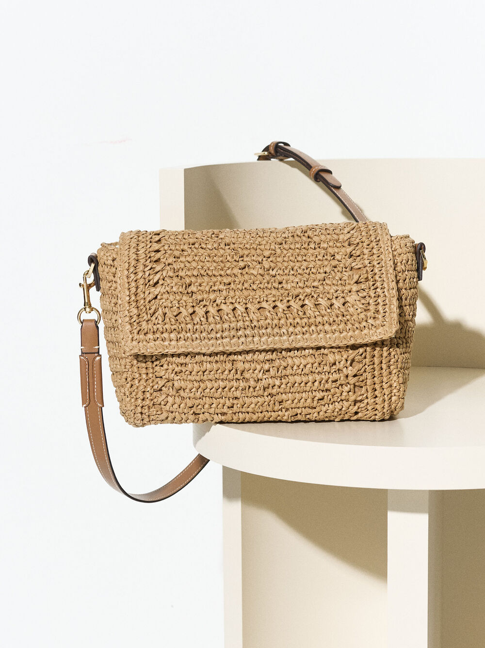 StrawEffect Crossbody Bag Natural Parfois